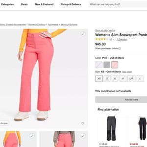 Women's Slim Snowsport Pants - All in Motion Pink XS